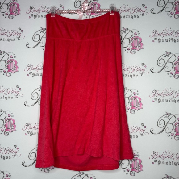 Dress terry cloth red towel cinch strapless or halter sexy bust flattering beach - Picture 2 of 6